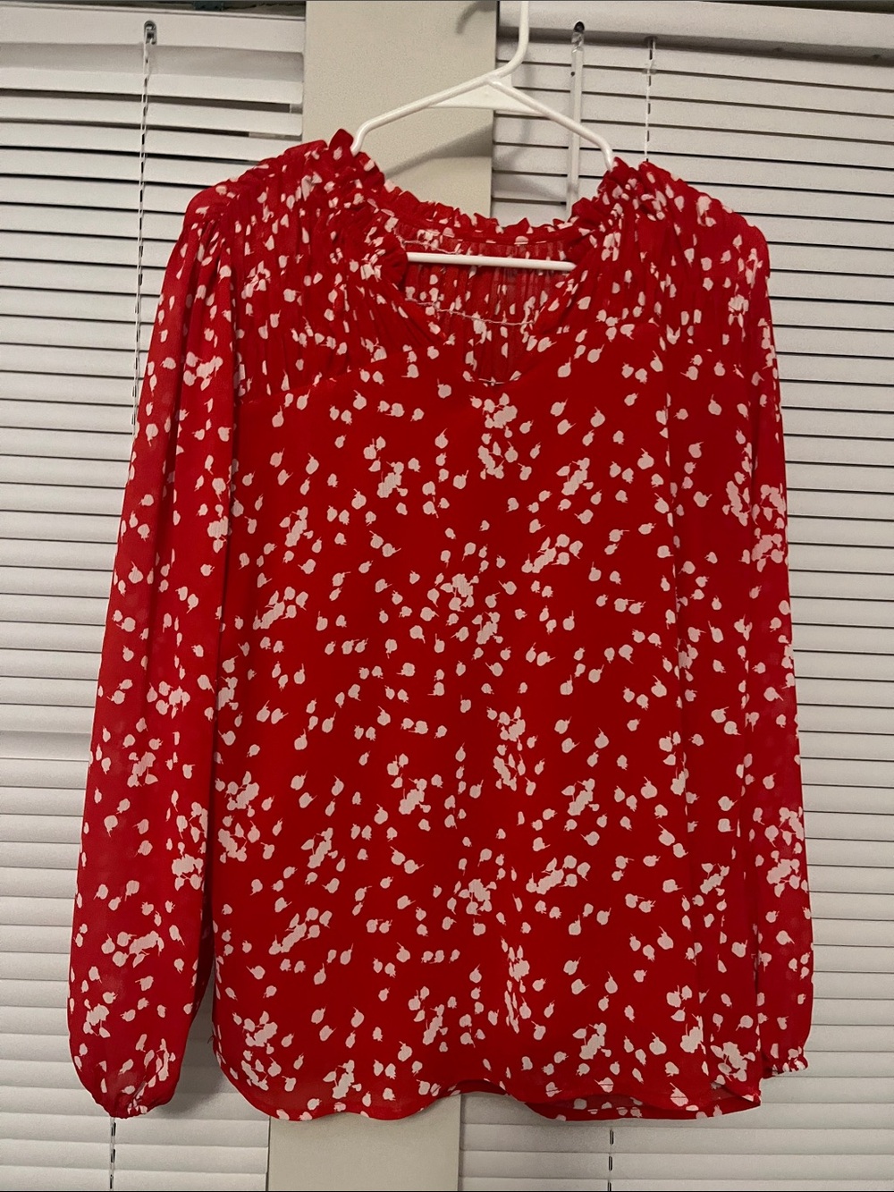 Red and white blouse